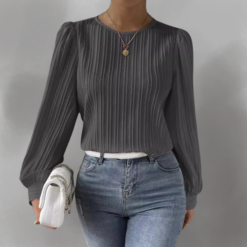 Carly – Blusa plisada de manga larga