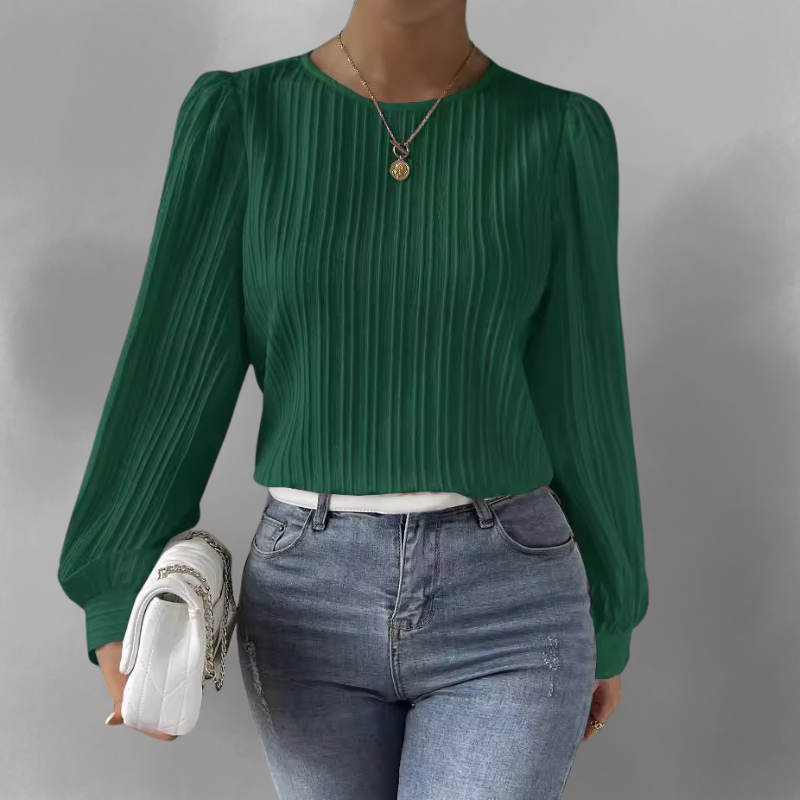 Carly – Blusa plisada de manga larga