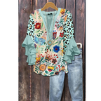Waverley – Blusa con mangas de volantes y estampado