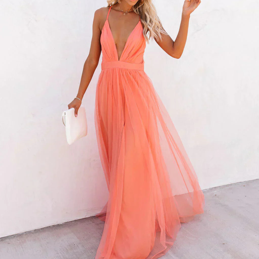 AMELLE | Vestido Maxi Luz Coral