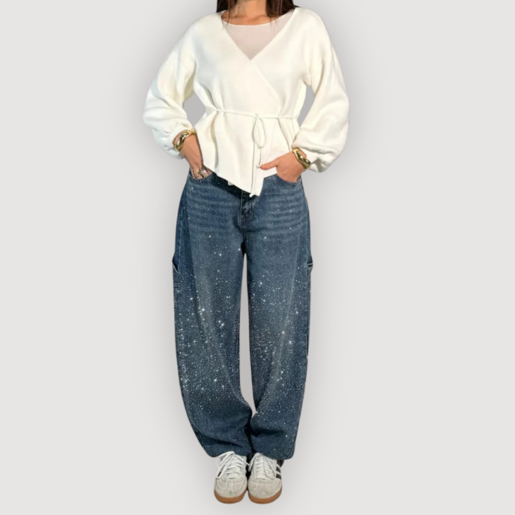 MICHELLE – PANTALONES CARGO CON BRILLO