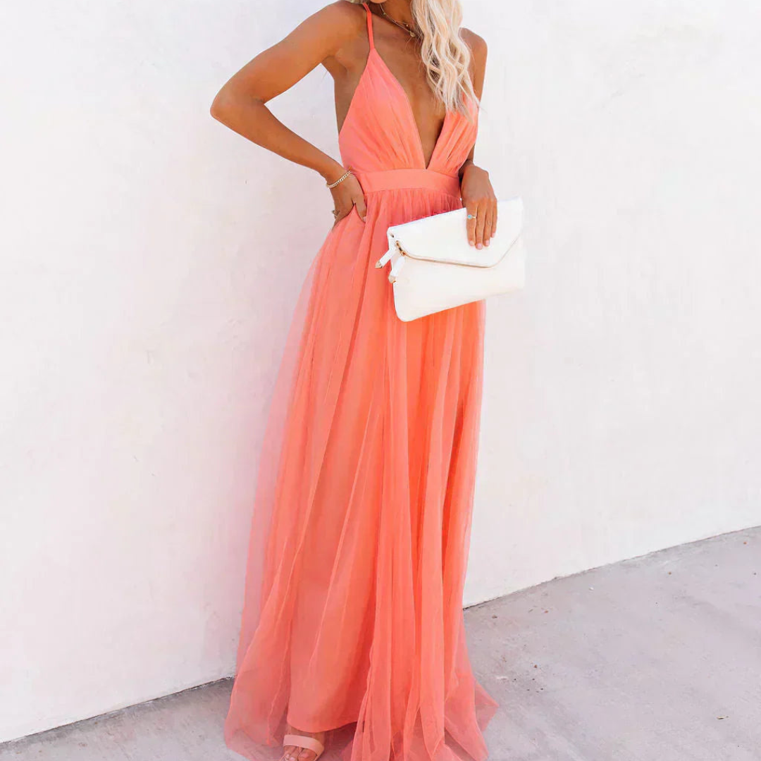 AMELLE | Vestido Maxi Luz Coral