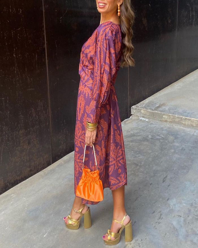 NATALIA™ | ELEGANT MIDI DRESS WITH TIMELESS PRINT