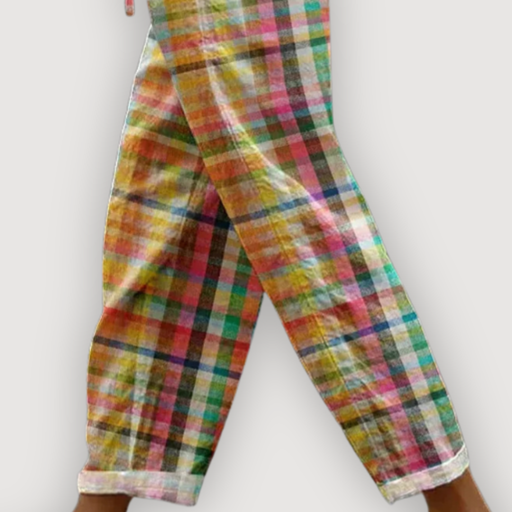 LAYLA – PANTALÓN DE LINO A CUADROS