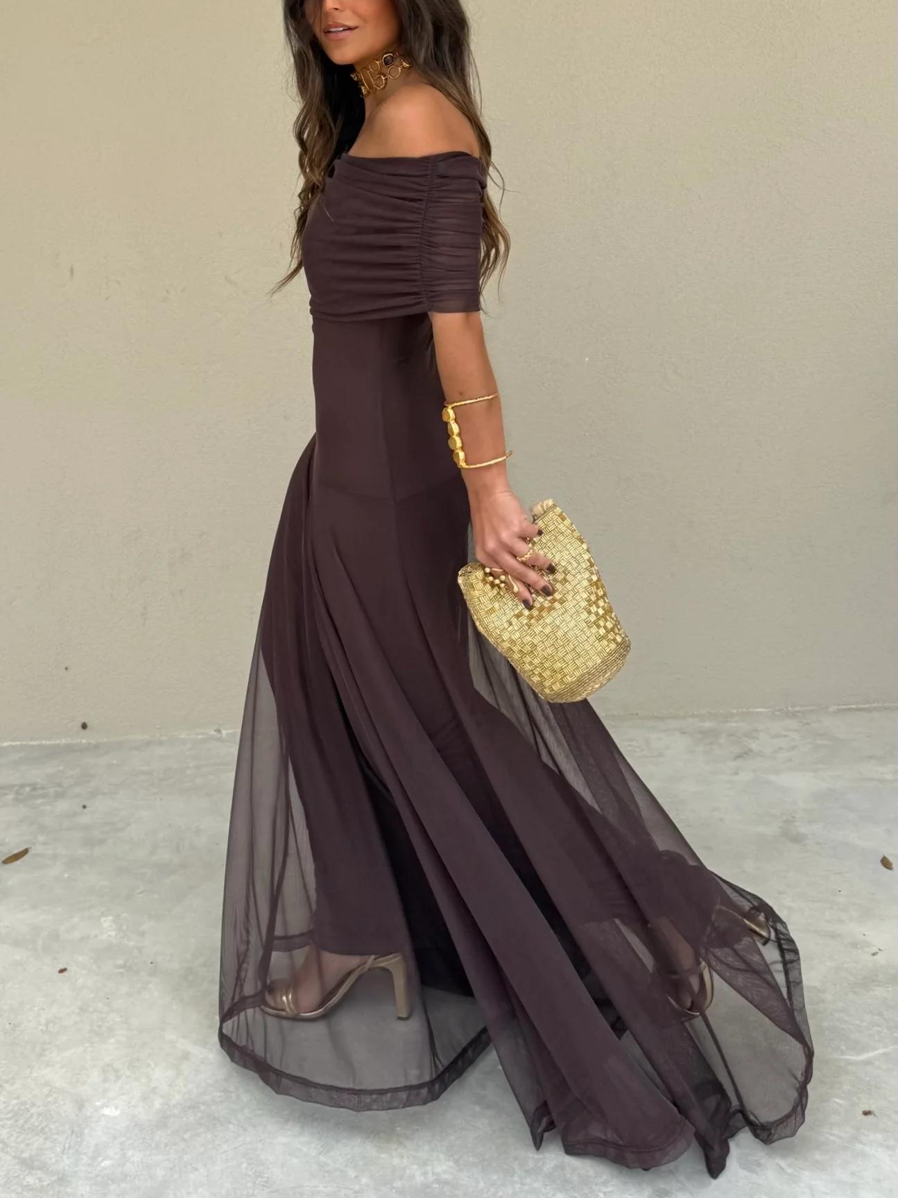 INÉS™ | ASYMMETRIC MESH MAXI DRESS