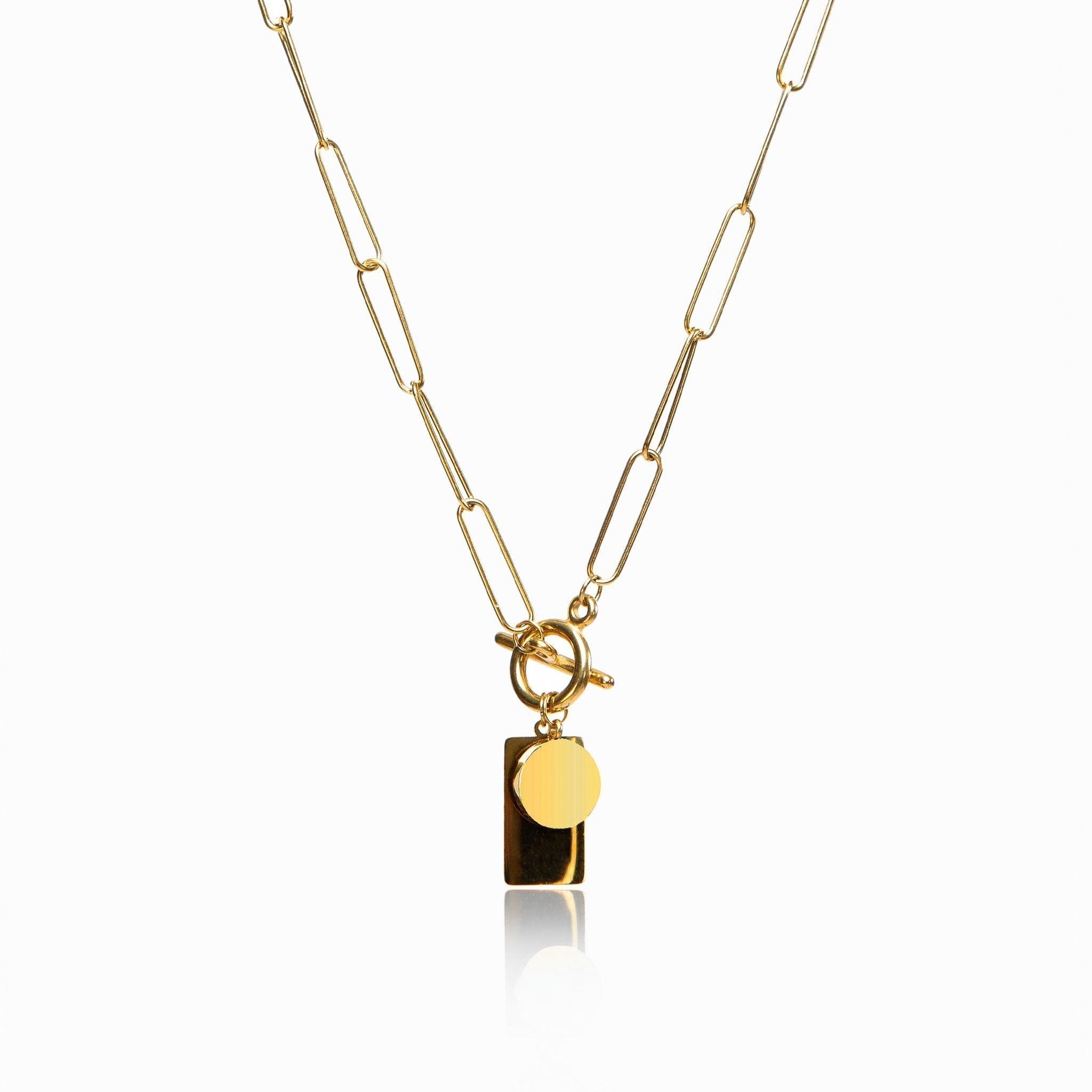 Collar Rectangular Dorado con Broche