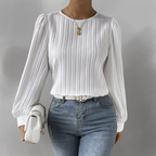 Carly – Blusa plisada de manga larga