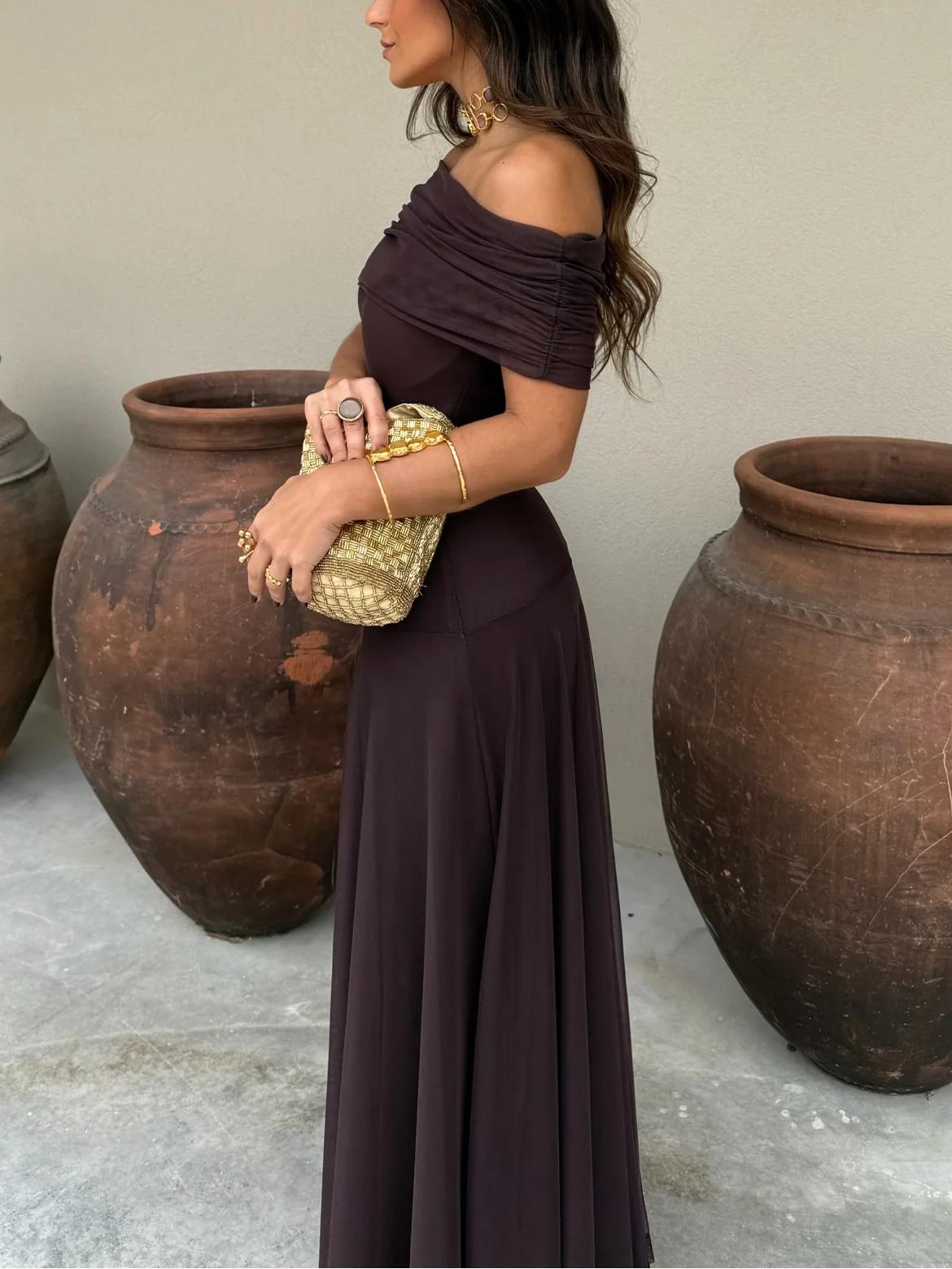 INÉS™ | ASYMMETRIC MESH MAXI DRESS