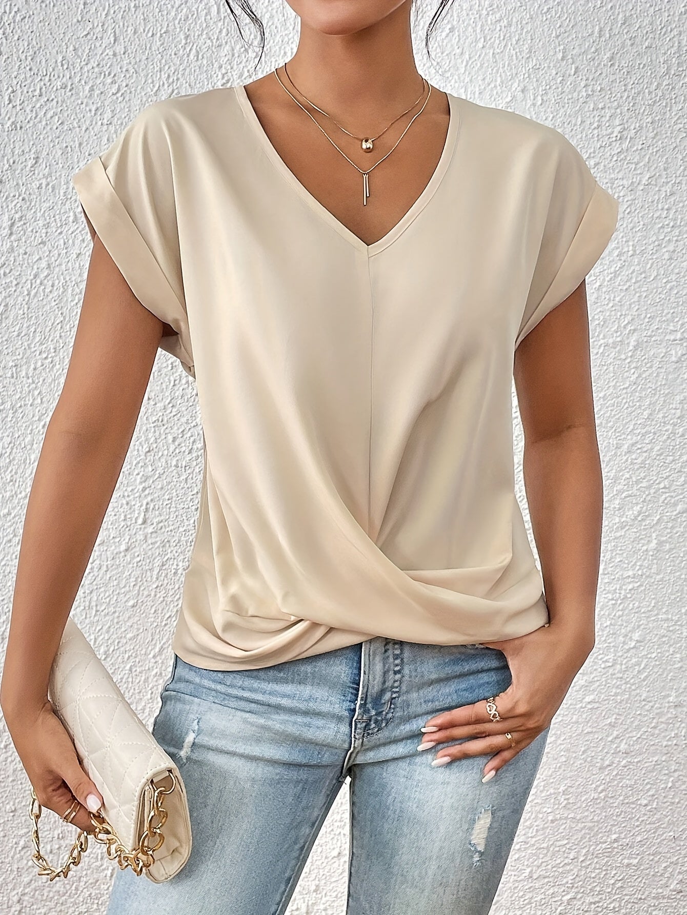 Maia – V-Neck Top with Twist Detail