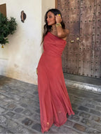INÉS™ | ASYMMETRIC MESH MAXI DRESS