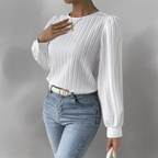 Carly – Blusa plisada de manga larga