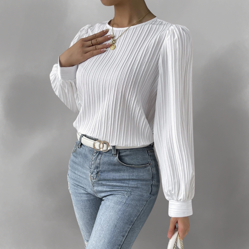Carly – Blusa plisada de manga larga