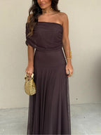 INÉS™ | ASYMMETRIC MESH MAXI DRESS