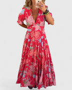 Minelda | Vestido Elegante Floral con Cuello en V
