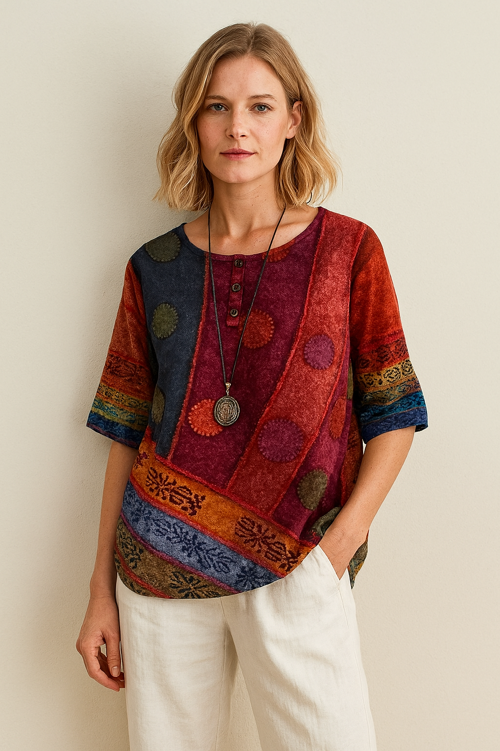 Parmina – Boho Patchwork Blouse