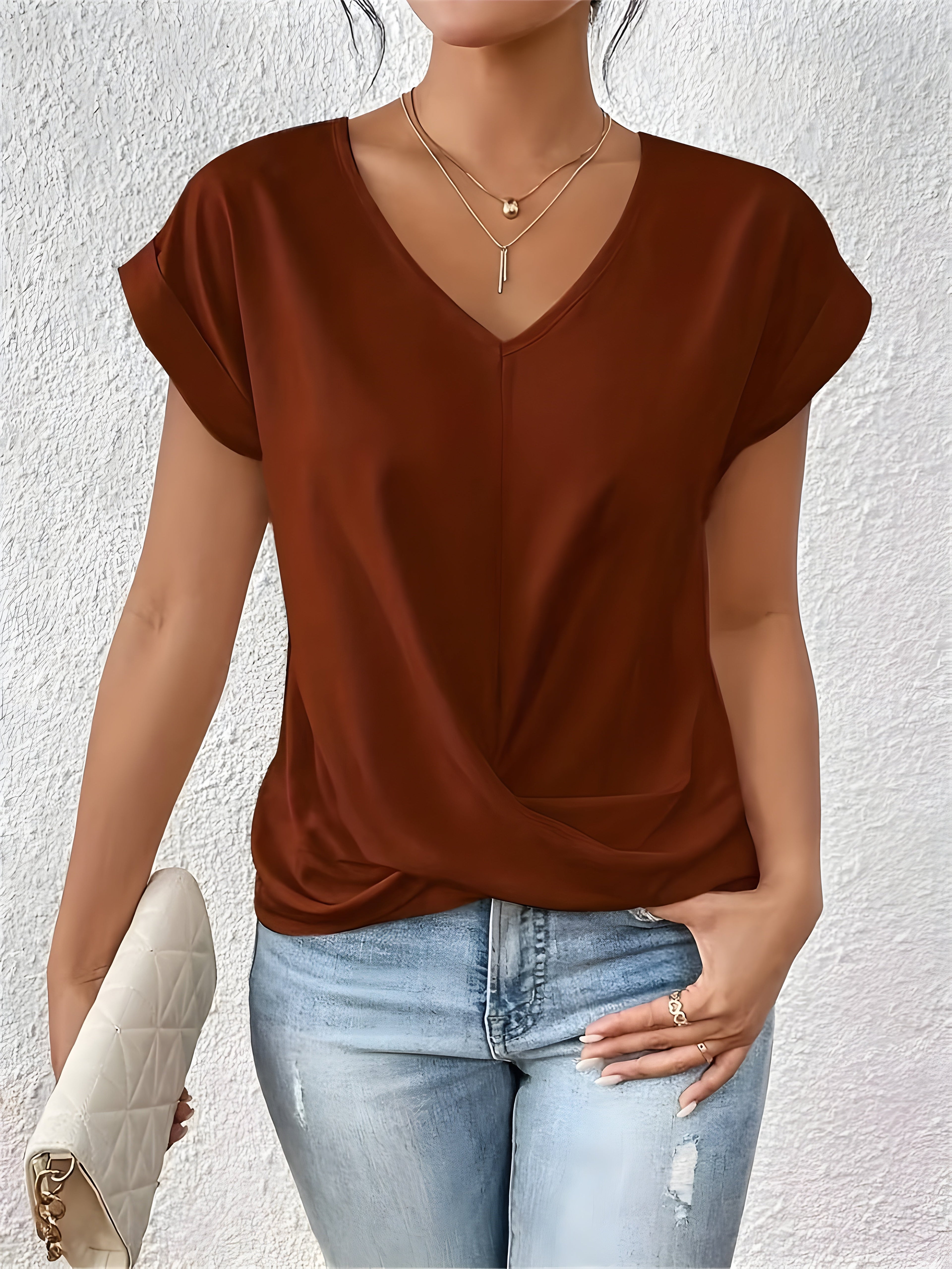 Maia – V-Neck Top with Twist Detail