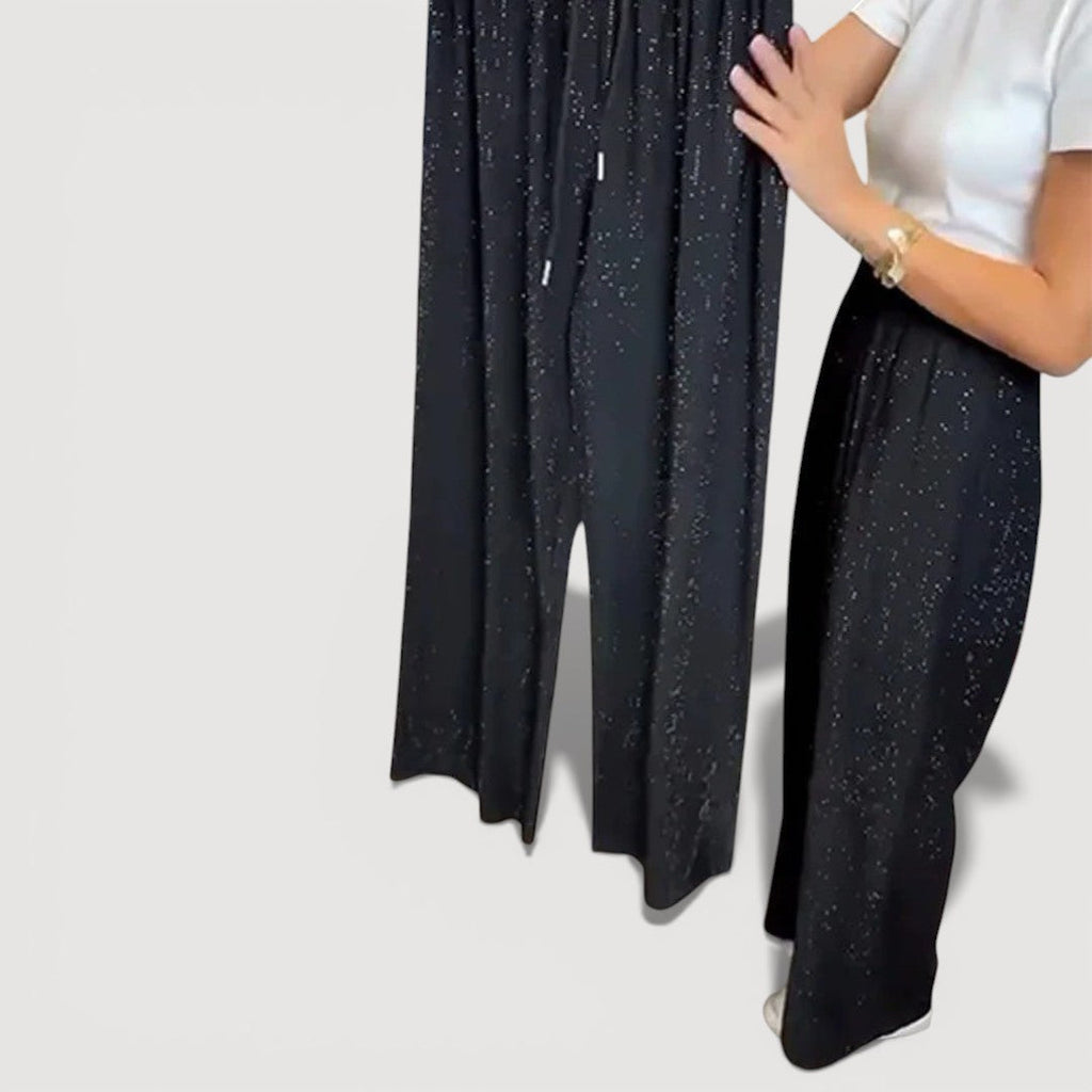 JUVIA – PANTALONES ANCHOS CON BRILLO