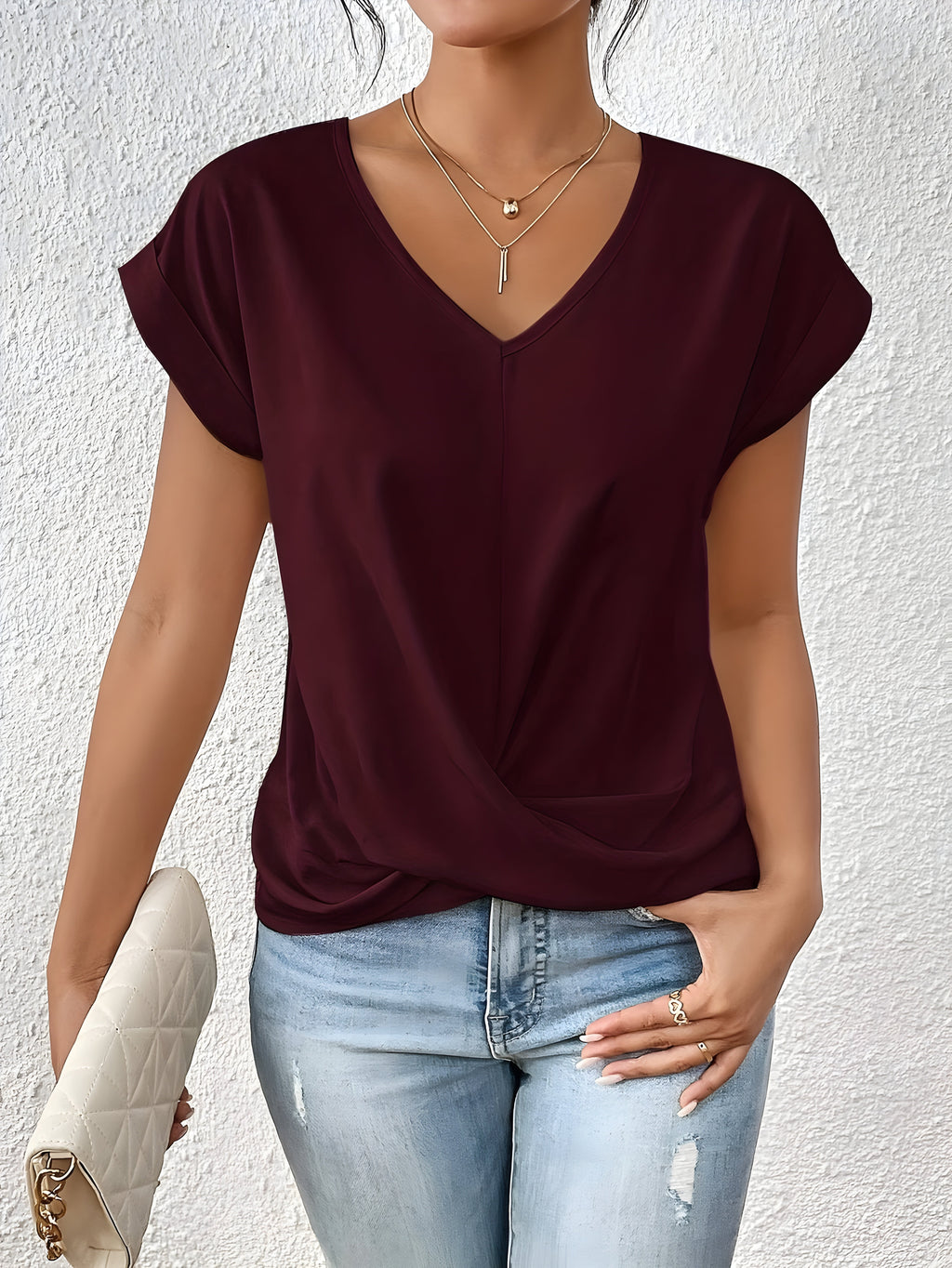Maia – Top Escote V con Detalle Retorcido