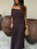 INÉS™ | ASYMMETRIC MESH MAXI DRESS