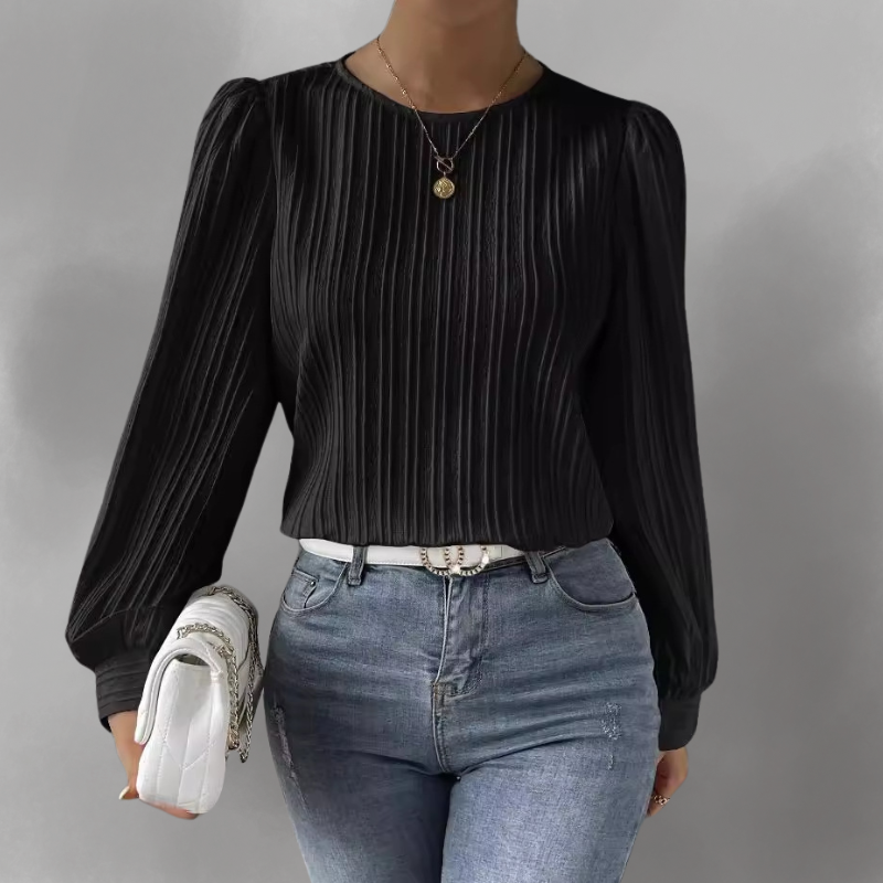 Carly – Blusa plisada de manga larga