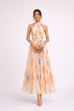 AMELLE - Vestido Halter Acuarela