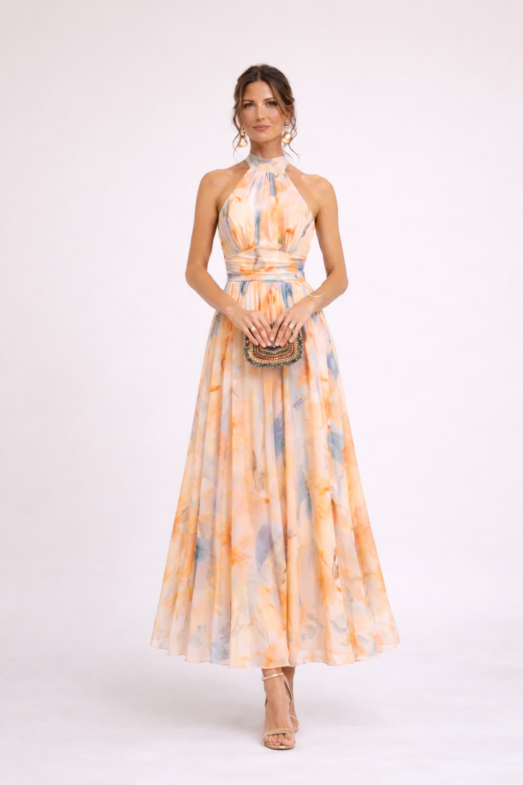 AMELLE - Vestido Halter Acuarela