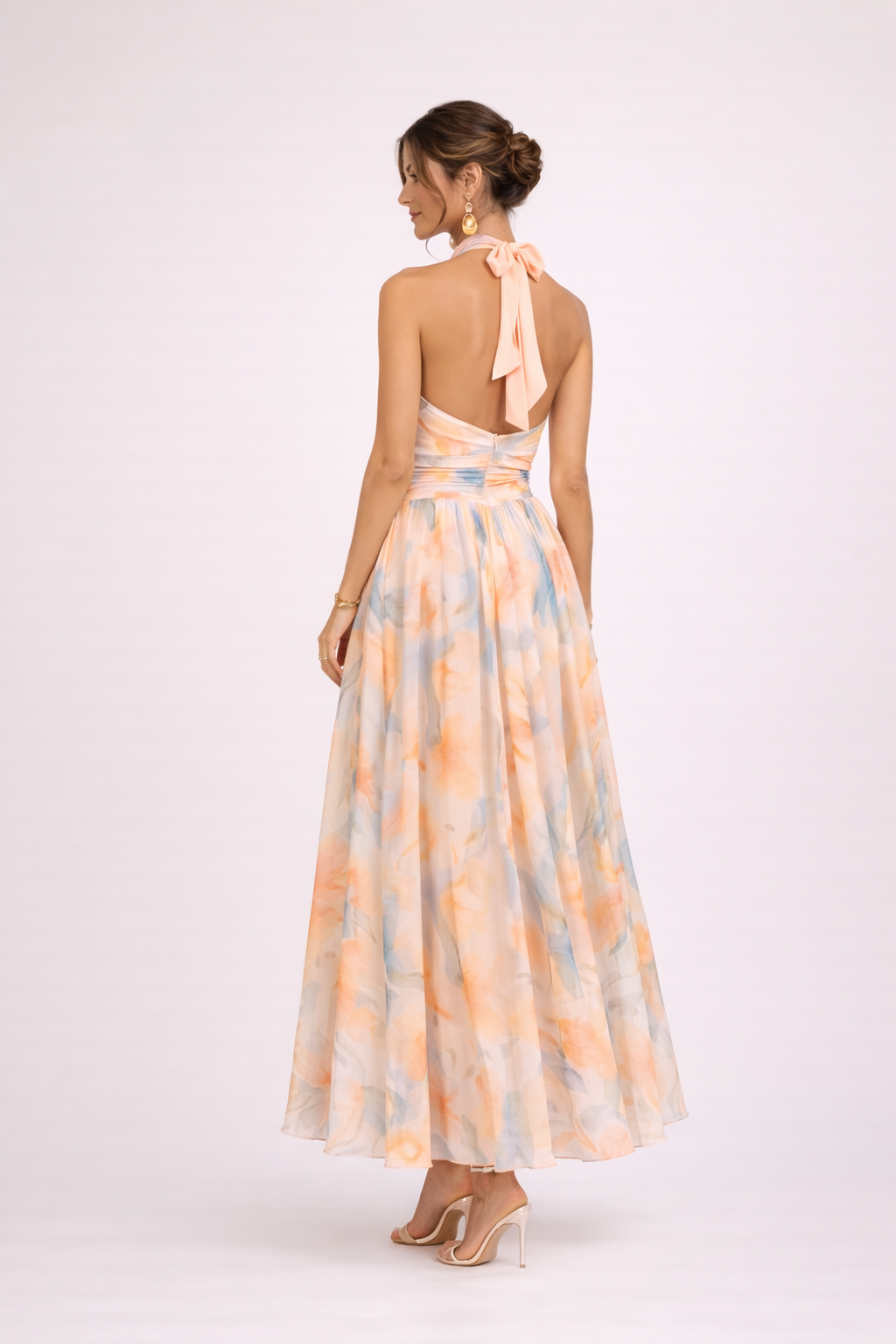 AMELLE - Vestido Halter Acuarela