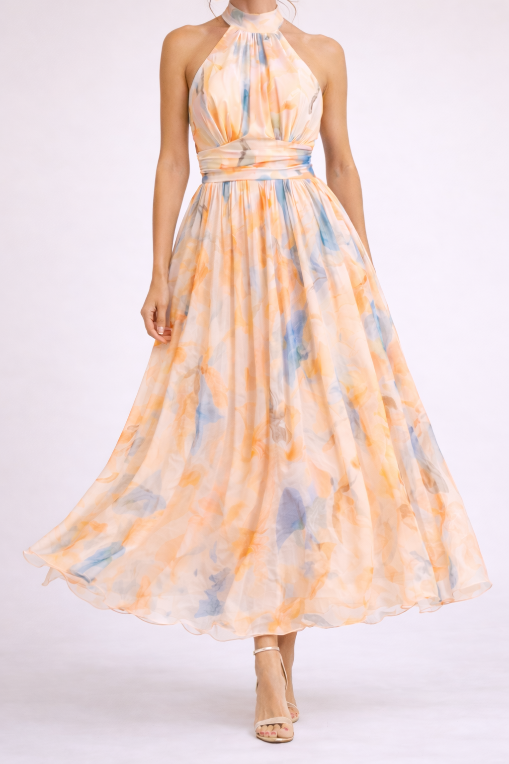 AMELLE - Vestido Halter Acuarela