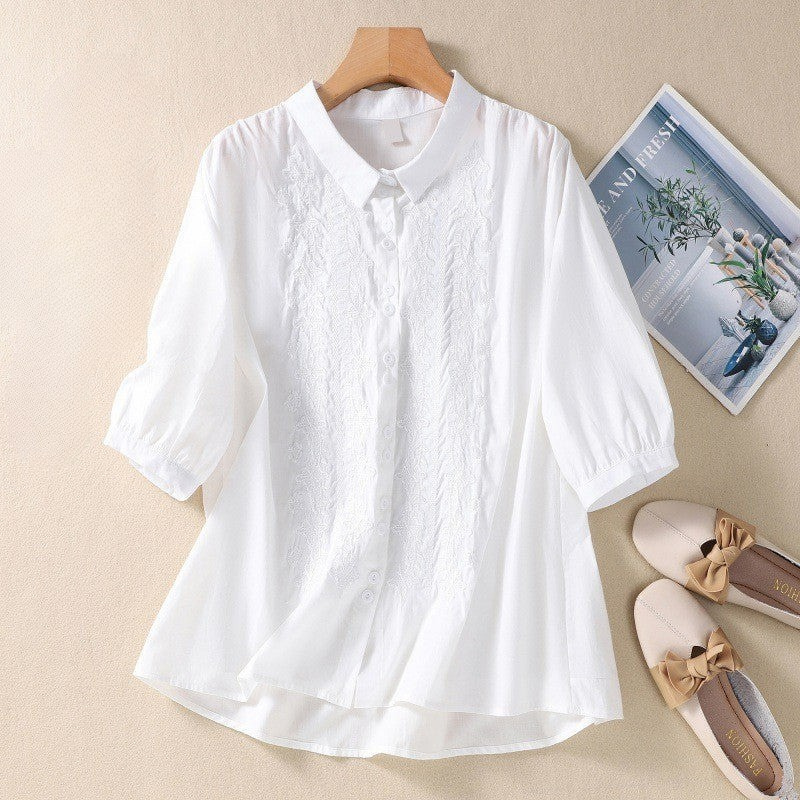 Marnie – Blusa Bordada con Tapeta de Botones