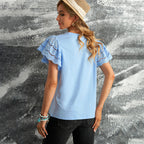 Noelle – Blusa Bordada con Mangas con Volantes