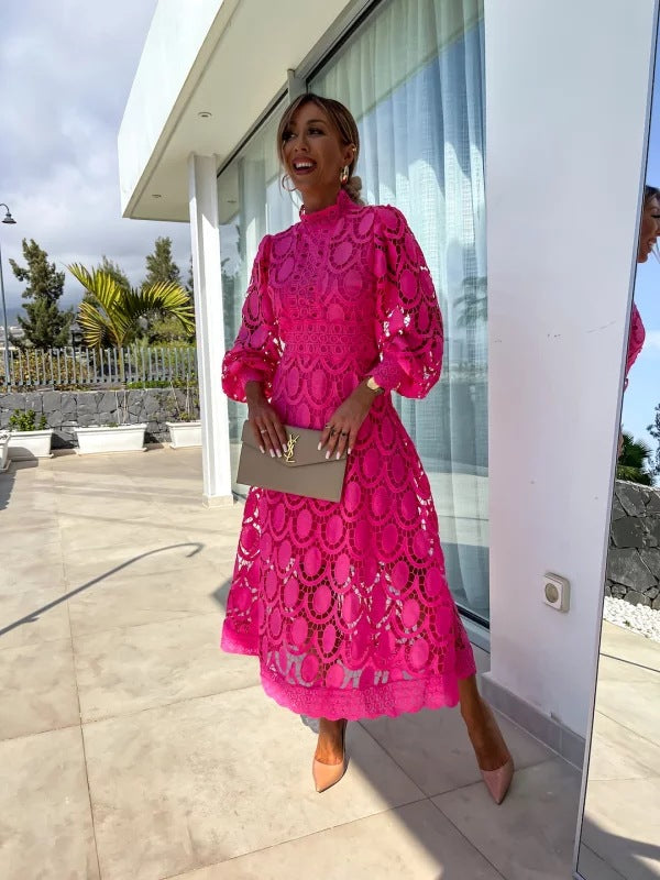 AMELLE-Vestido de Encaje Elegante
