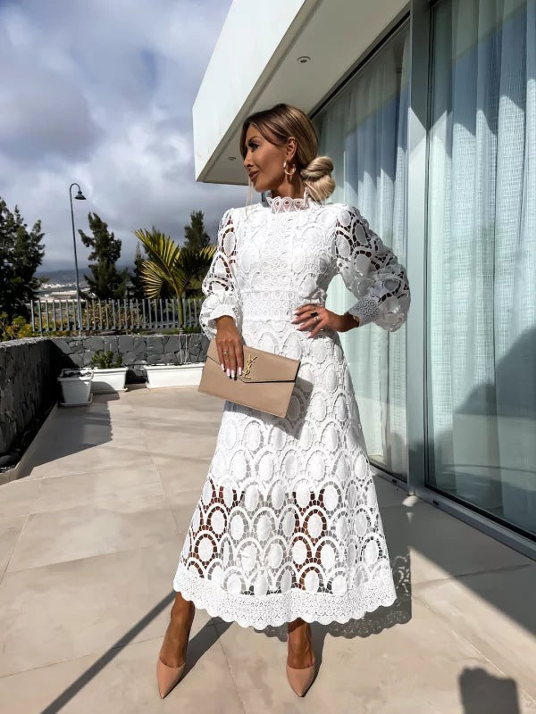 AMELLE-Vestido de Encaje Elegante