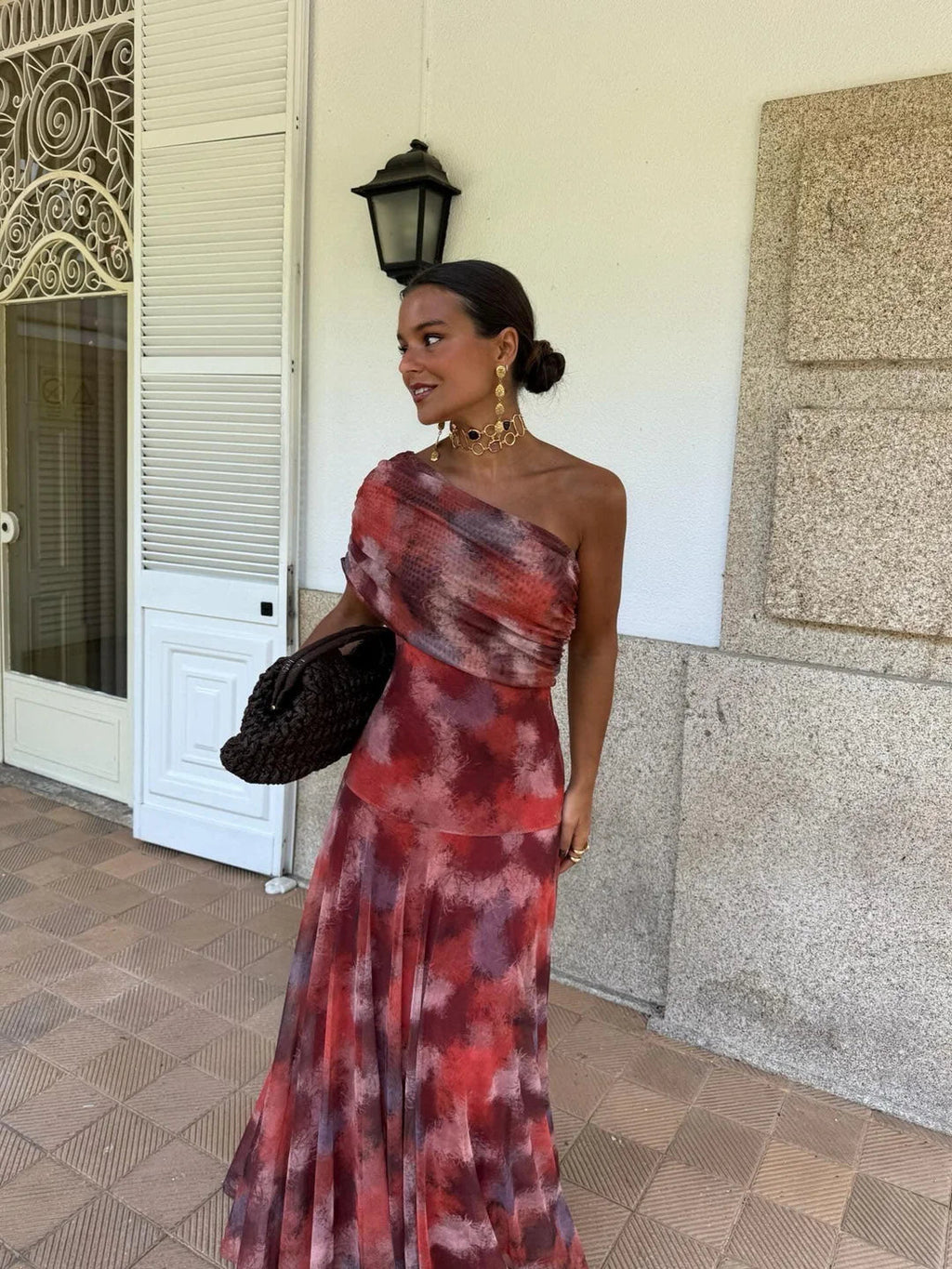 INÉS™ | ASYMMETRIC MESH MAXI DRESS