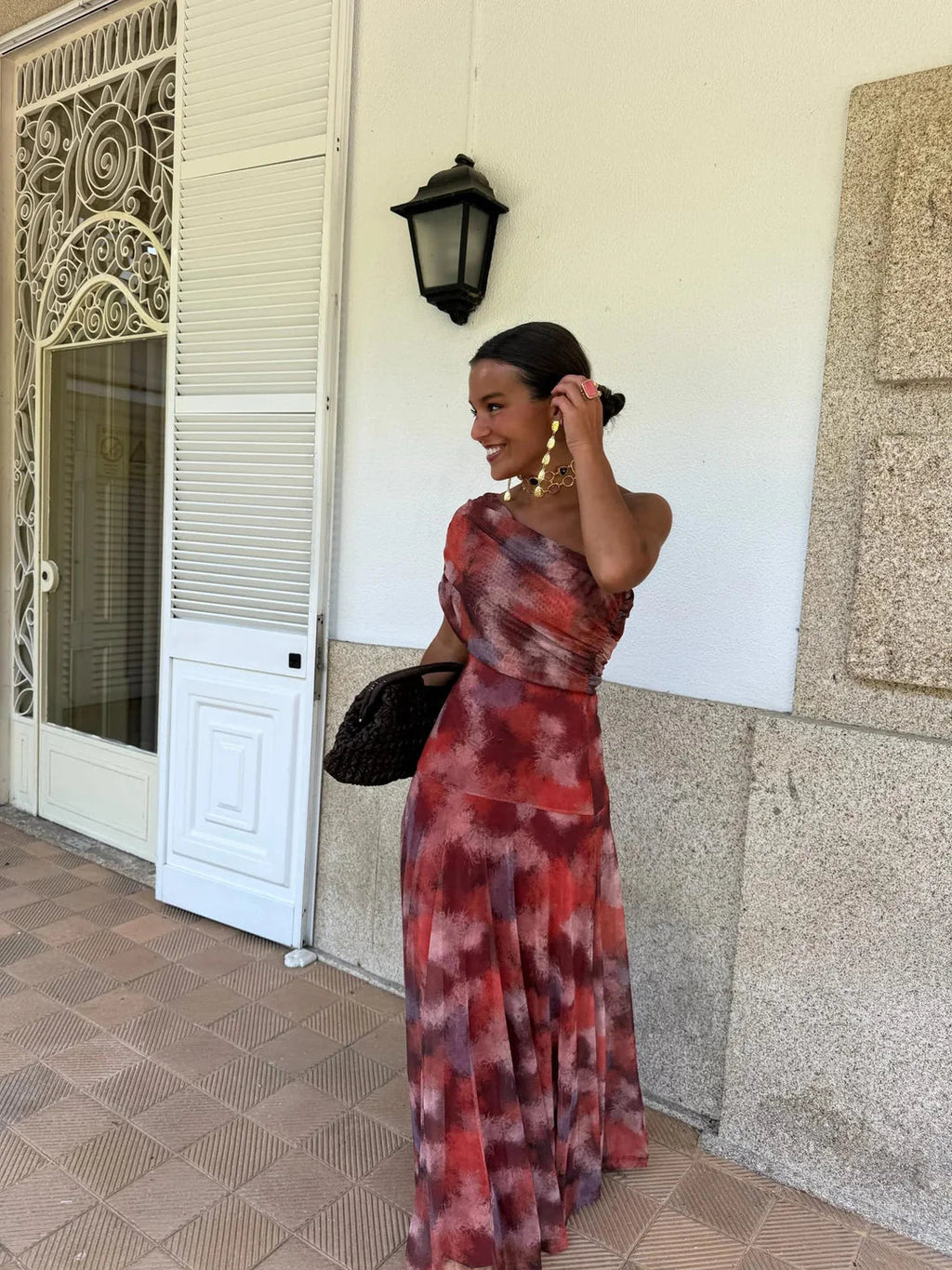 INÉS™ | ASYMMETRIC MESH MAXI DRESS