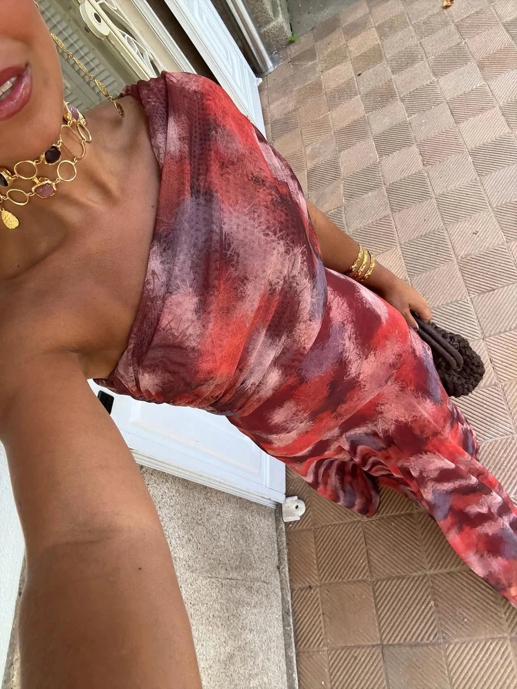 INÉS™ | ASYMMETRIC MESH MAXI DRESS