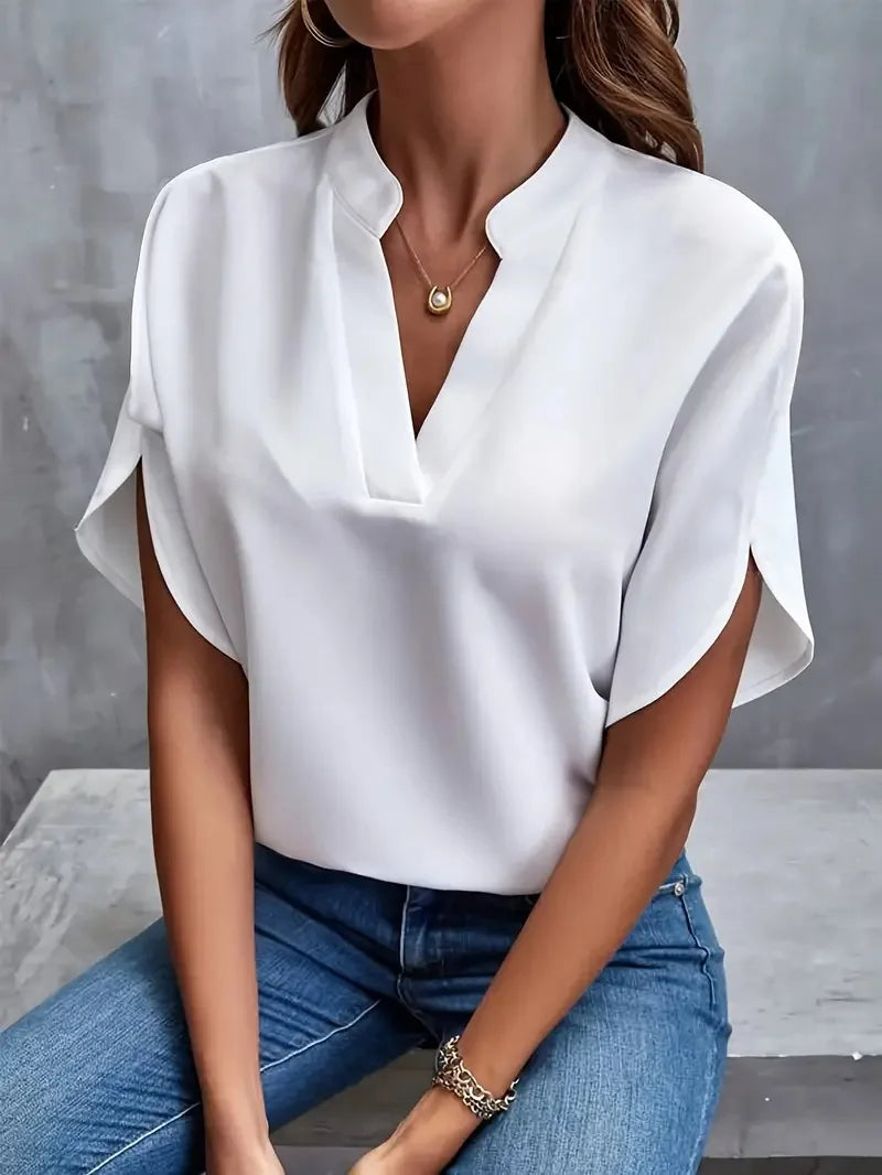 Roswina – Blusa con cuello de pico de corte holgado