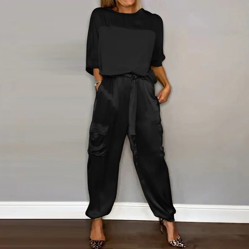 TERESA™| CONJUNTO DE SATÉN CÓMODO PARA MUJER – DOS PIEZAS